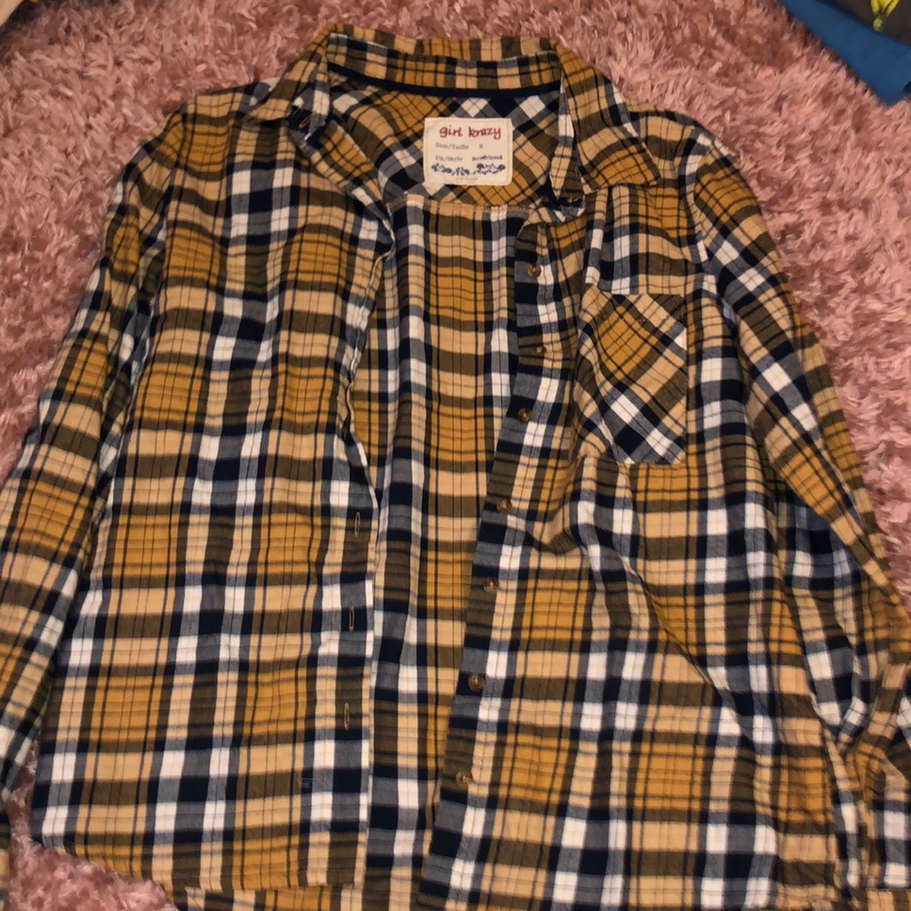 Yellow Plaid Boyfriend Style Flannel